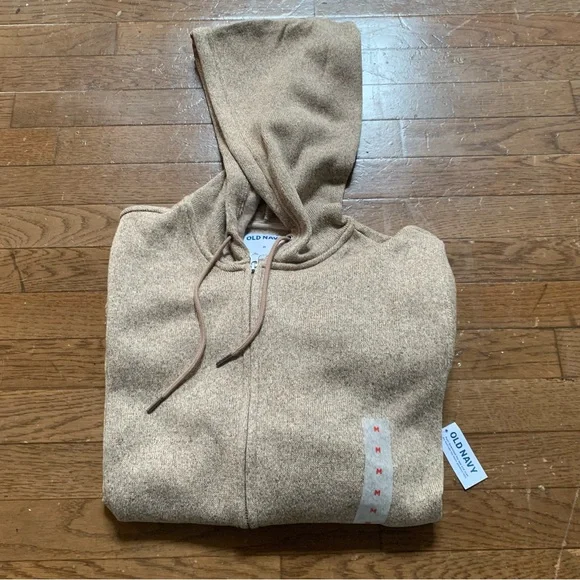 Old Navy Mens Fleece-Knit Zip Hoodie | M | Camel Brown NEW!! - Picture 6 of 10